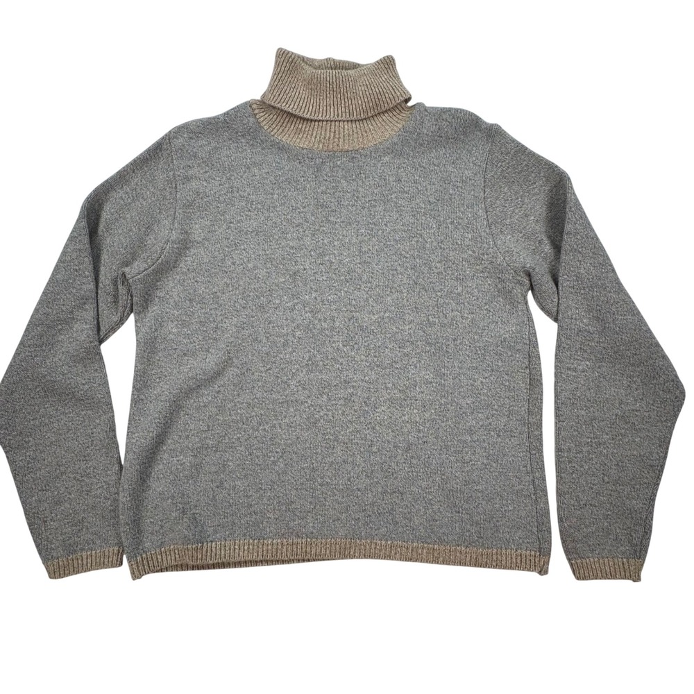 Ilanco Collection Womens XL Grey Tan Turtleneck Sweater Made in Canada 0001210
